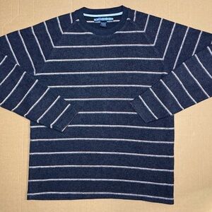 Men's Navy Striped Crewneck Sweater